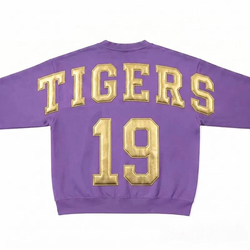 Custom Metallic Puff Football Sweatshirt Personalized Team Name and Number Jersey Game Day Spirit Crewneck