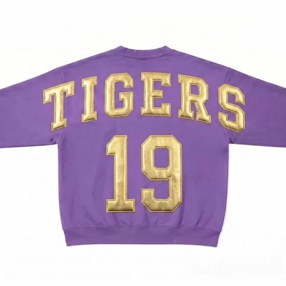 Custom Metallic Puff Football Sweatshirt Personalized Team Name and Number Jersey Game Day Spirit Crewneck