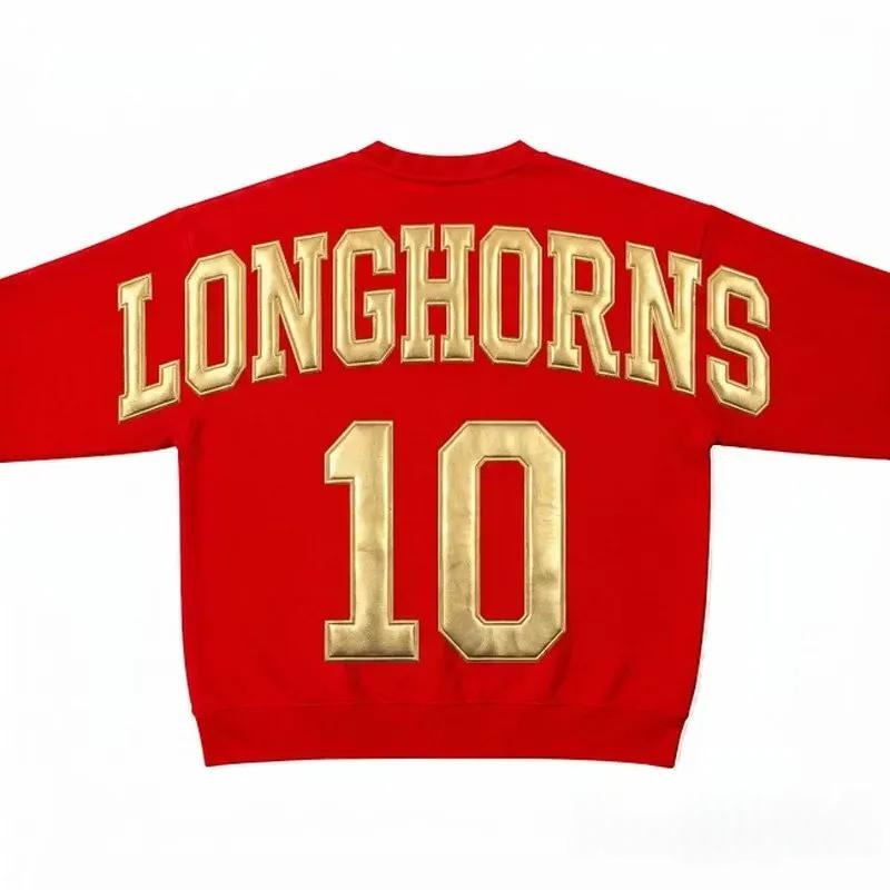 Custom Metallic Puff Football Sweatshirt Personalized Team Name and Number Jersey Game Day Spirit Crewneck