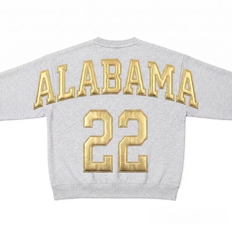 Custom Metallic Puff Football Sweatshirt Personalized Team Name and Number Jersey Game Day Spirit Crewneck