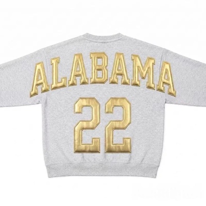 Custom Metallic Puff Football Sweatshirt Personalized Team Name and Number Jersey Game Day Spirit Crewneck