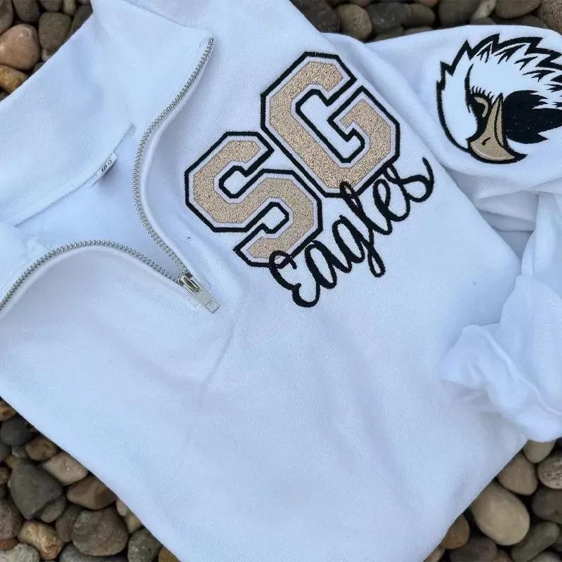 Custom Embroidered Mascot Team Name Sport Mom Quarter Zip Sweatshirt