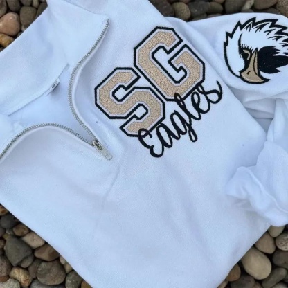 Custom Embroidered Mascot Team Name Sport Mom Quarter Zip Sweatshirt