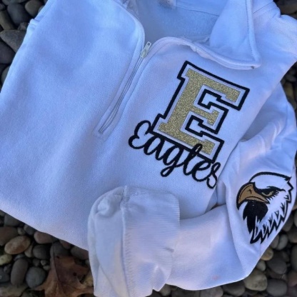 Custom Embroidered Mascot Team Name Sport Mom Quarter Zip Sweatshirt