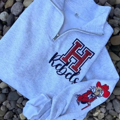 Custom Embroidered Mascot Team Name Sport Mom Quarter Zip Sweatshirt