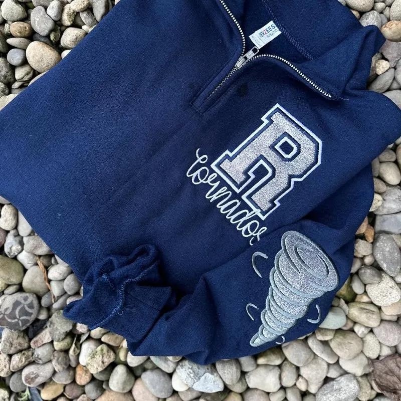Custom Embroidered Mascot Team Name Sport Mom Quarter Zip Sweatshirt