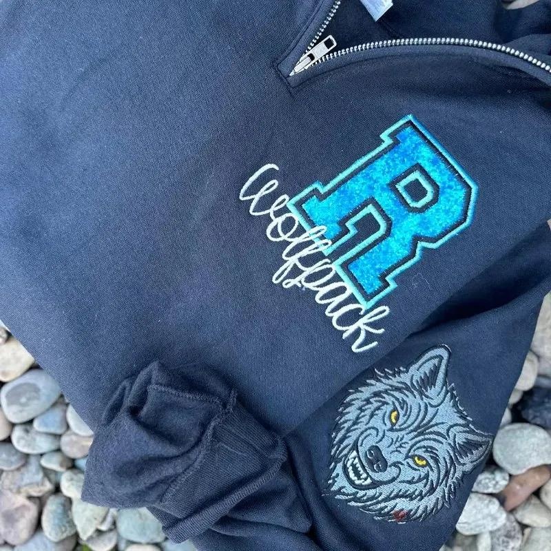 Custom Embroidered Mascot Team Name Sport Mom Quarter Zip Sweatshirt