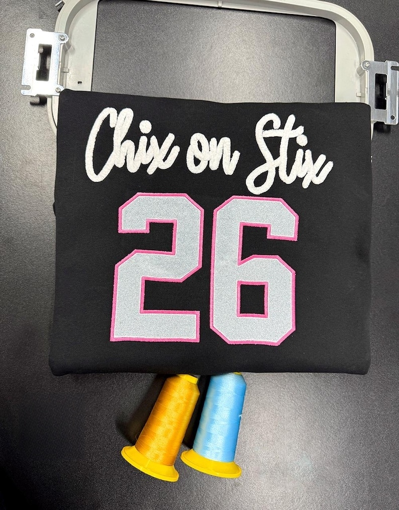 Custom Yarn Embroidered Team Name, Glitter Number Crewneck, Personalized Sports Sweatshirt, Game Day Hoodie