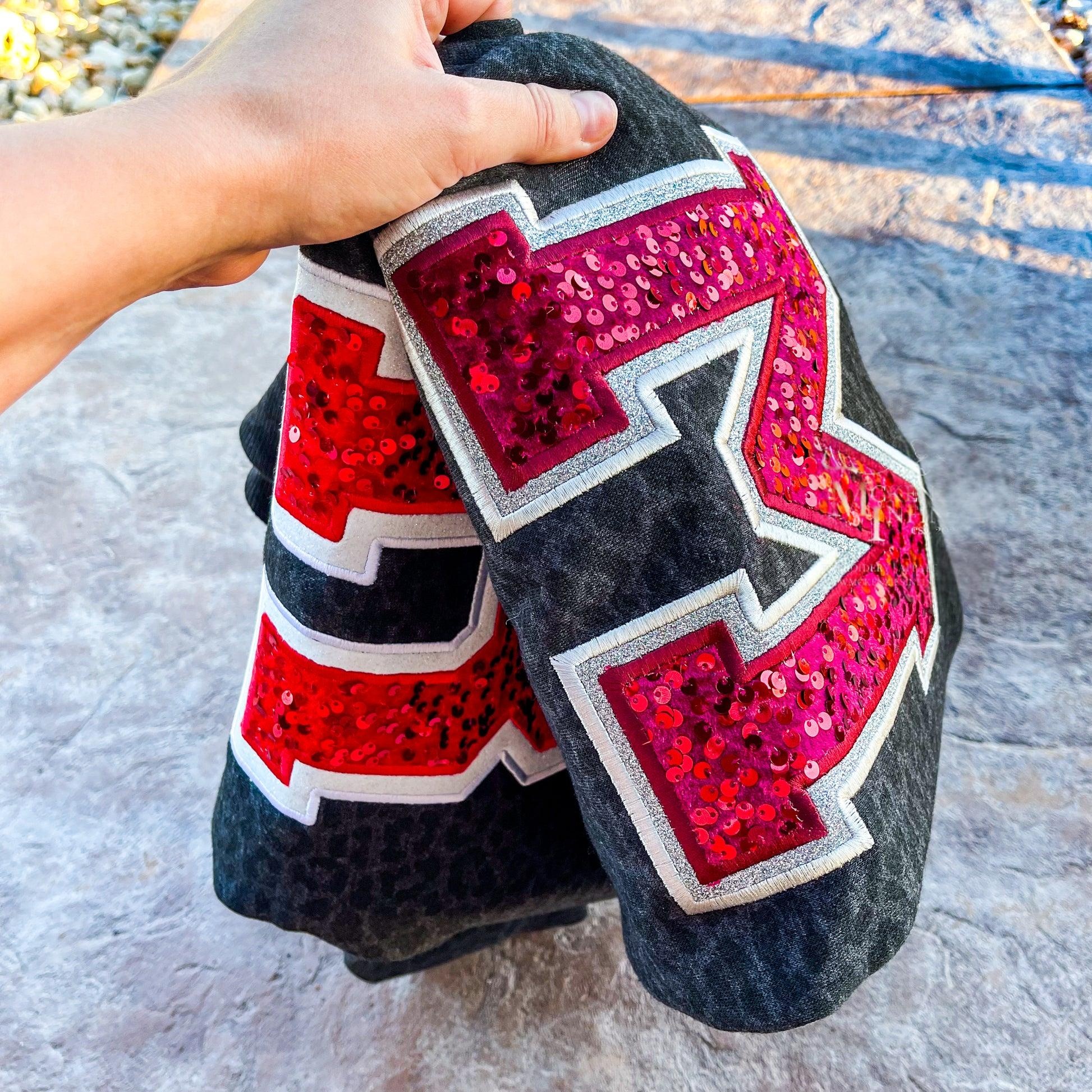 Custom Sequin Varsity Letter Embroidered Leopard/Cheetah Crewneck Sweatshirt