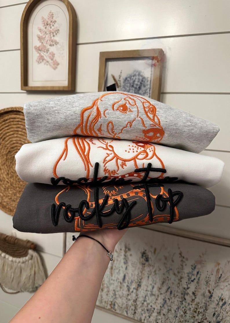 Vintage Mascot Embroidered Sweatshirt or tshirt, College Team, Puff Embroidery