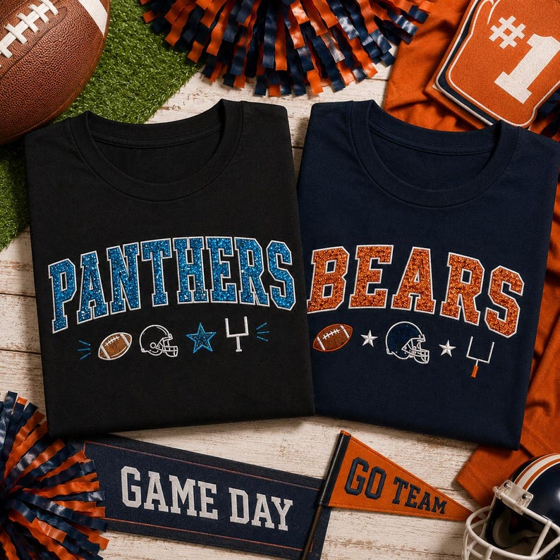 Glitter Applique Football Sweatshirt, Custom School Color Game Day Crewneck, Personalized Mascot Pullover, Tailgate Gift