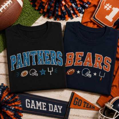 Glitter Applique Football Sweatshirt, Custom School Color Game Day Crewneck, Personalized Mascot Pullover, Tailgate Gift