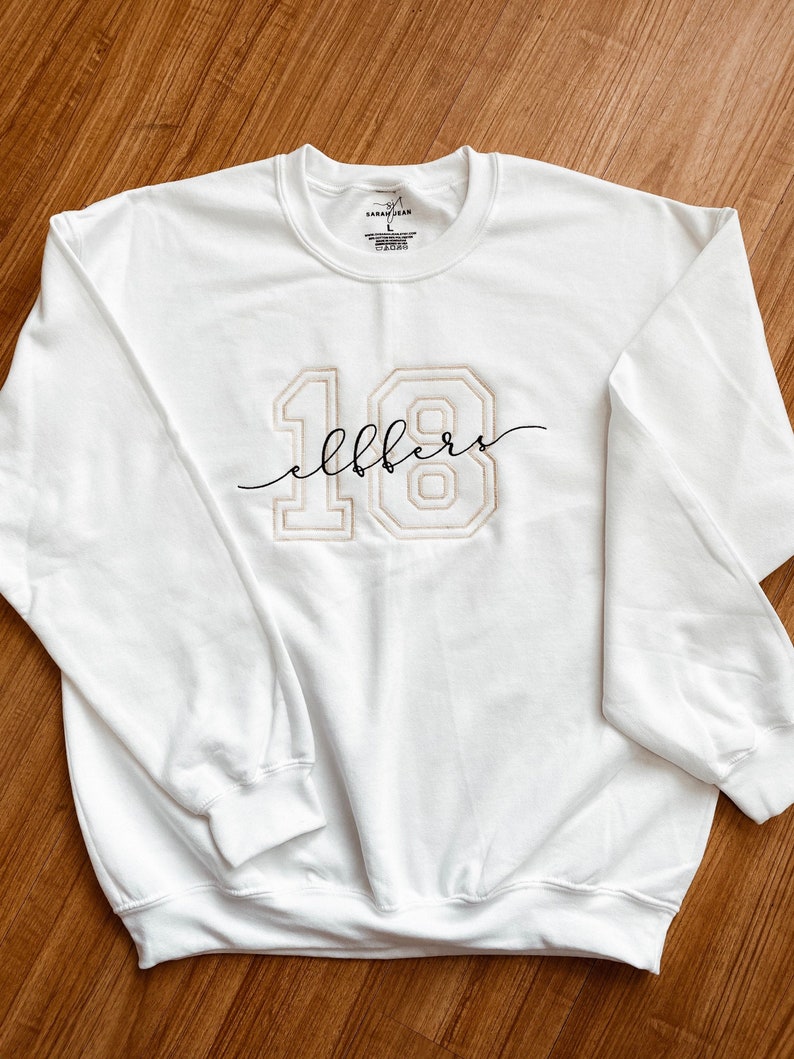 Custom Embroidered Varsity Block Number Letter sweatshirt, personalized, Sport Team, Graduation Sweatshirt Crewneck