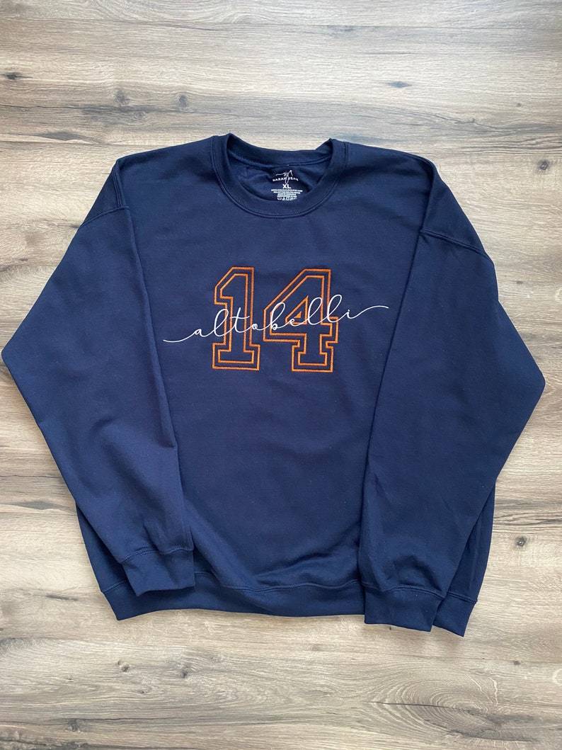 Custom Embroidered Varsity Block Number Letter sweatshirt, personalized, Sport Team, Graduation Sweatshirt Crewneck