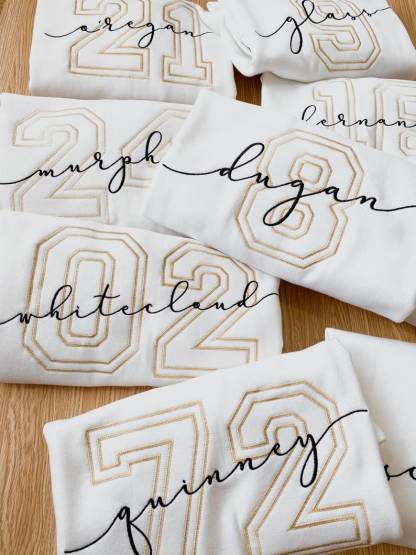 Custom Embroidered Varsity Block Number Letter sweatshirt, personalized, Sport Team, Graduation Sweatshirt Crewneck