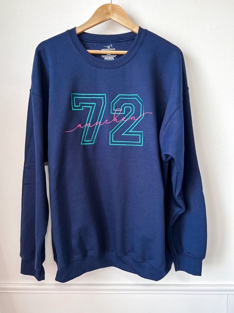 Custom Embroidered Varsity Block Number Letter sweatshirt, personalized, Sport Team, Graduation Sweatshirt Crewneck