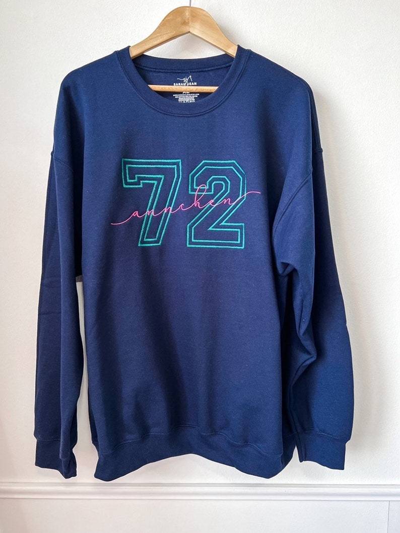 Custom Embroidered Varsity Block Number Letter sweatshirt, personalized, Sport Team, Graduation Sweatshirt Crewneck