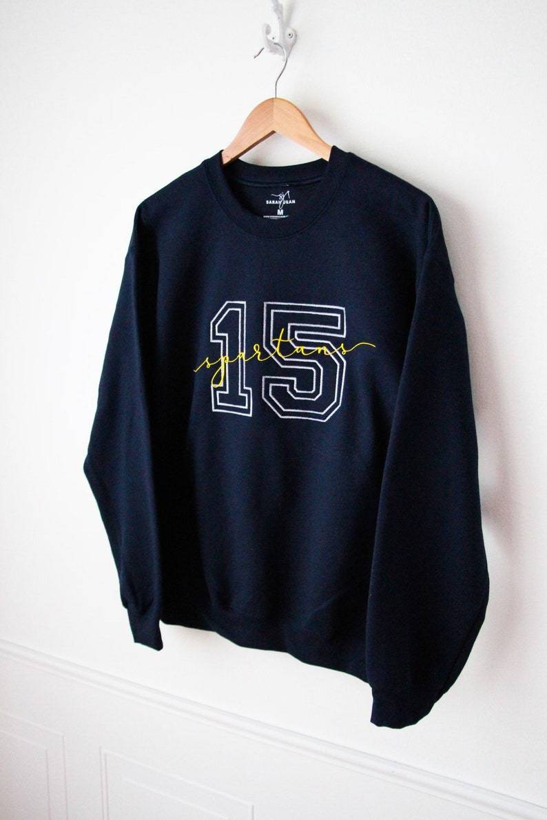 Custom Embroidered Varsity Block Number Letter sweatshirt, personalized, Sport Team, Graduation Sweatshirt Crewneck