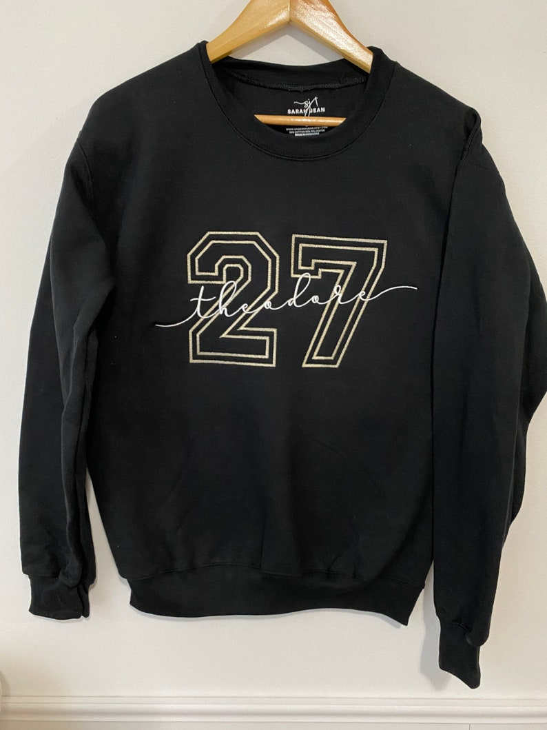 Custom Embroidered Varsity Block Number Letter sweatshirt, personalized, Sport Team, Graduation Sweatshirt Crewneck