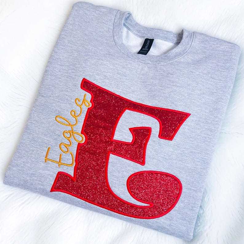 Custom School Mascot Embroidered Sweatshirt, Personalized Spirit Crewneck, Customized Team Sweatshirt, Game Day Pullover