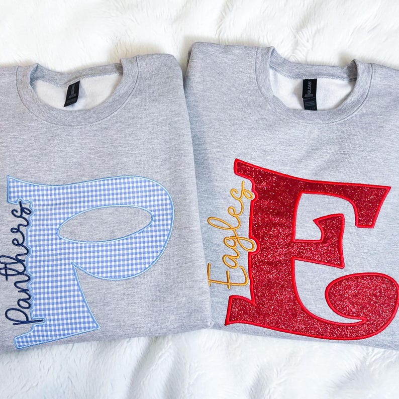 Custom School Mascot Embroidered Sweatshirt, Personalized Spirit Crewneck, Customized Team Sweatshirt, Game Day Pullover