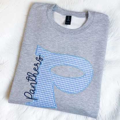 Custom School Mascot Embroidered Sweatshirt, Personalized Spirit Crewneck, Customized Team Sweatshirt, Game Day Pullover