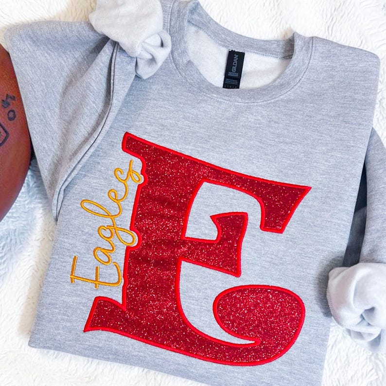 Custom School Mascot Embroidered Sweatshirt, Personalized Spirit Crewneck, Customized Team Sweatshirt, Game Day Pullover