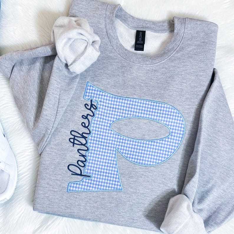 Custom School Mascot Embroidered Sweatshirt, Personalized Spirit Crewneck, Customized Team Sweatshirt, Game Day Pullover