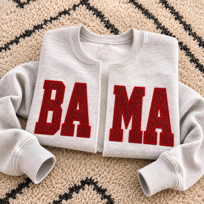 Custom Mascot Sweatshirt Cardigan, Split Front Team Crewneck, Glitter Applique School Spirit Shirt, Personalized Game Day Gear