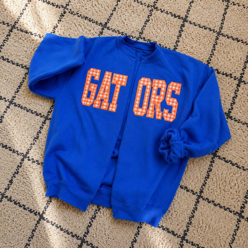 Custom Mascot Sweatshirt Cardigan, Split Front Team Crewneck, Glitter Applique School Spirit Shirt, Personalized Game Day Gear