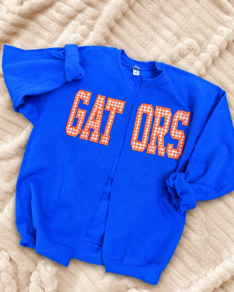 Custom Mascot Sweatshirt Cardigan, Split Front Team Crewneck, Glitter Applique School Spirit Shirt, Personalized Game Day Gear