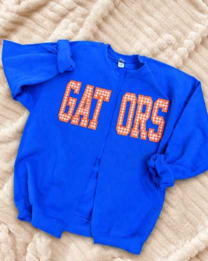 Custom Mascot Sweatshirt Cardigan, Split Front Team Crewneck, Glitter Applique School Spirit Shirt, Personalized Game Day Gear