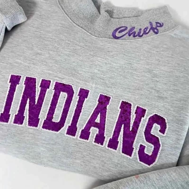 Mockneck Sequin Team Name Sweatshirt – Stand-up Collar School Spirit Apparel