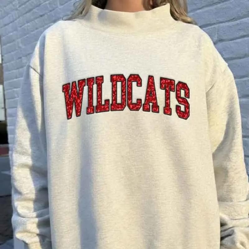 Mockneck Sequin Team Name Sweatshirt – Stand-up Collar School Spirit Apparel