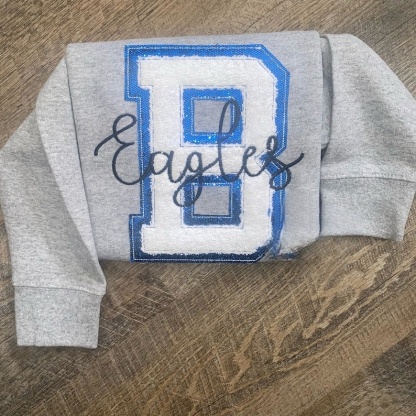Custom Mascot embroidered sweatshirt, Chenille sweatshirt