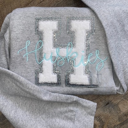 Custom Mascot embroidered sweatshirt, Chenille sweatshirt