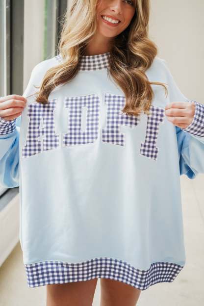 Custom Gingham Mock Neck Sweatshirt