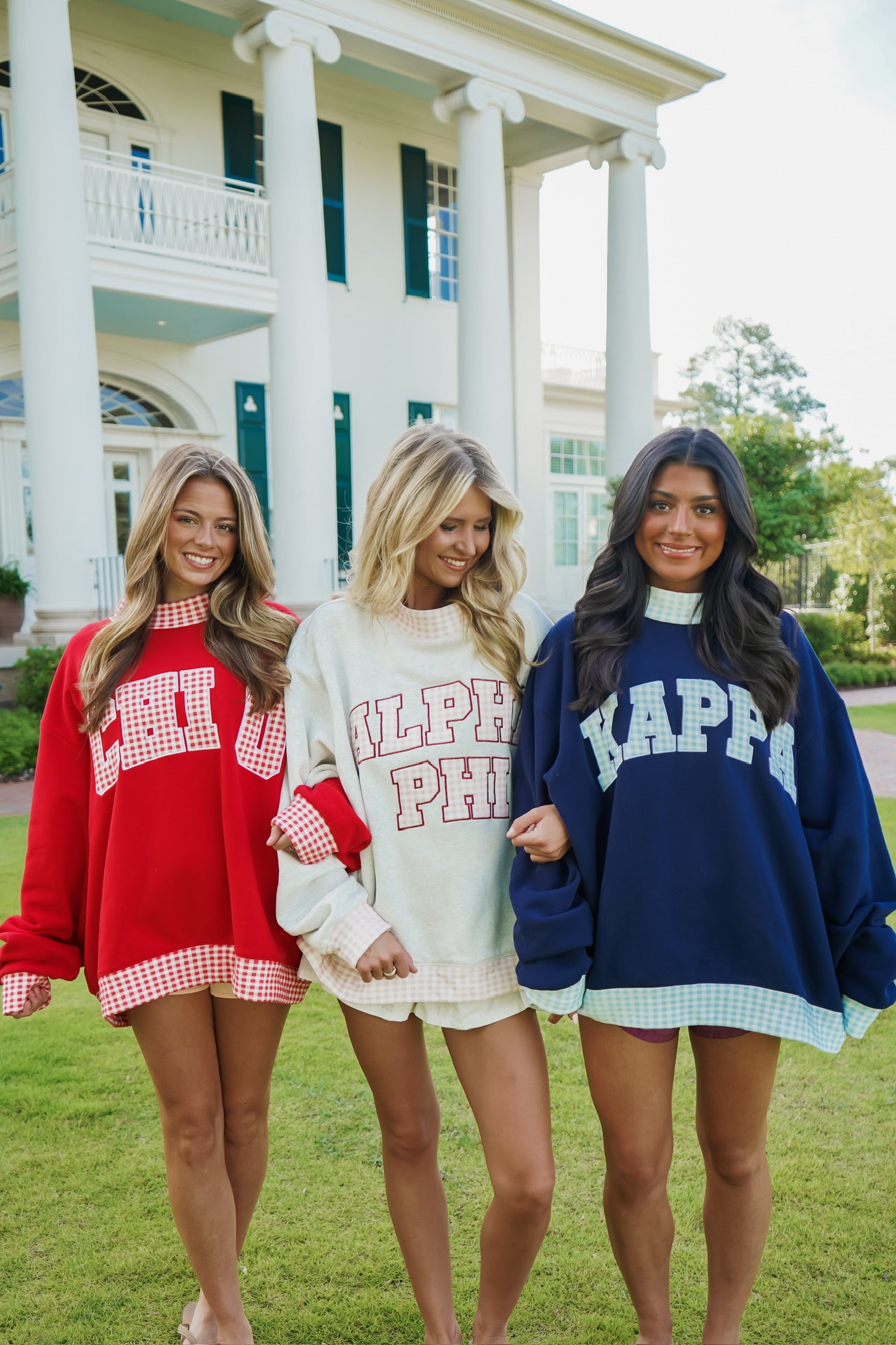 Custom Gingham Mock Neck Sweatshirt