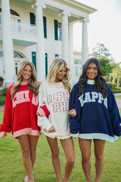 Custom Gingham Mock Neck Sweatshirt