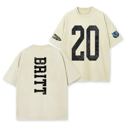 Custom Vintage Varsity Number and Custom Name on Back Washed T-Shirt Game Day School Spirit Shirt