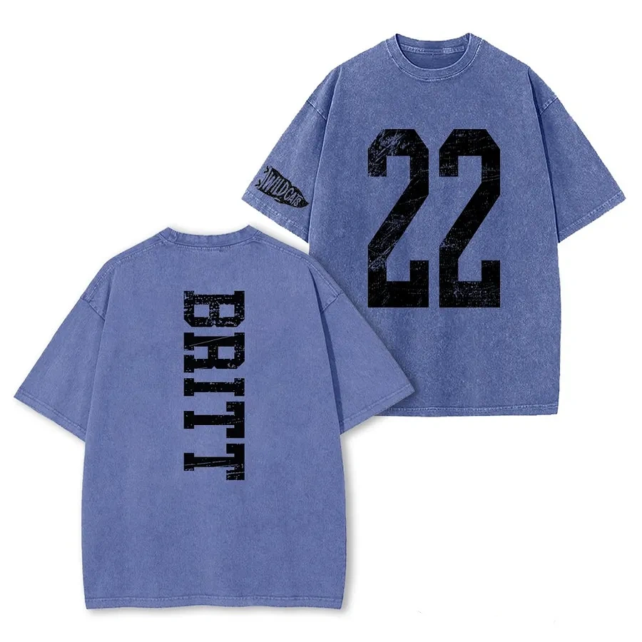 Custom Vintage Varsity Number and Custom Name on Back Washed T-Shirt Game Day School Spirit Shirt