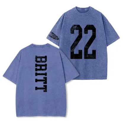 Custom Vintage Varsity Number and Custom Name on Back Washed T-Shirt Game Day School Spirit Shirt