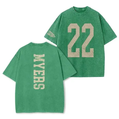 Custom Vintage Varsity Number and Custom Name on Back Washed T-Shirt Game Day School Spirit Shirt