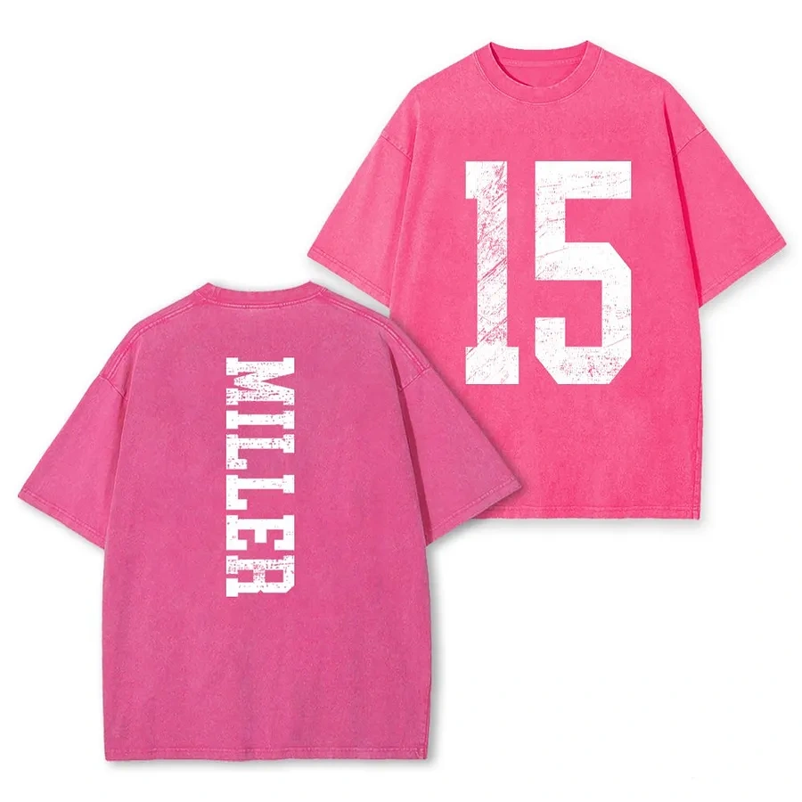 Custom Vintage Varsity Number and Custom Name on Back Washed T-Shirt Game Day School Spirit Shirt