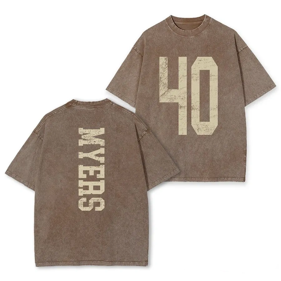 Custom Vintage Varsity Number and Custom Name on Back Washed T-Shirt Game Day School Spirit Shirt
