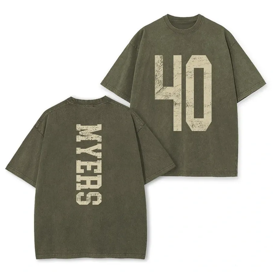 Custom Vintage Varsity Number and Custom Name on Back Washed T-Shirt Game Day School Spirit Shirt
