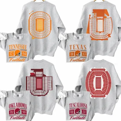 Vintage College Football 2 Sided Sweatshirt, Retro College Teams Stadium Football Shirt