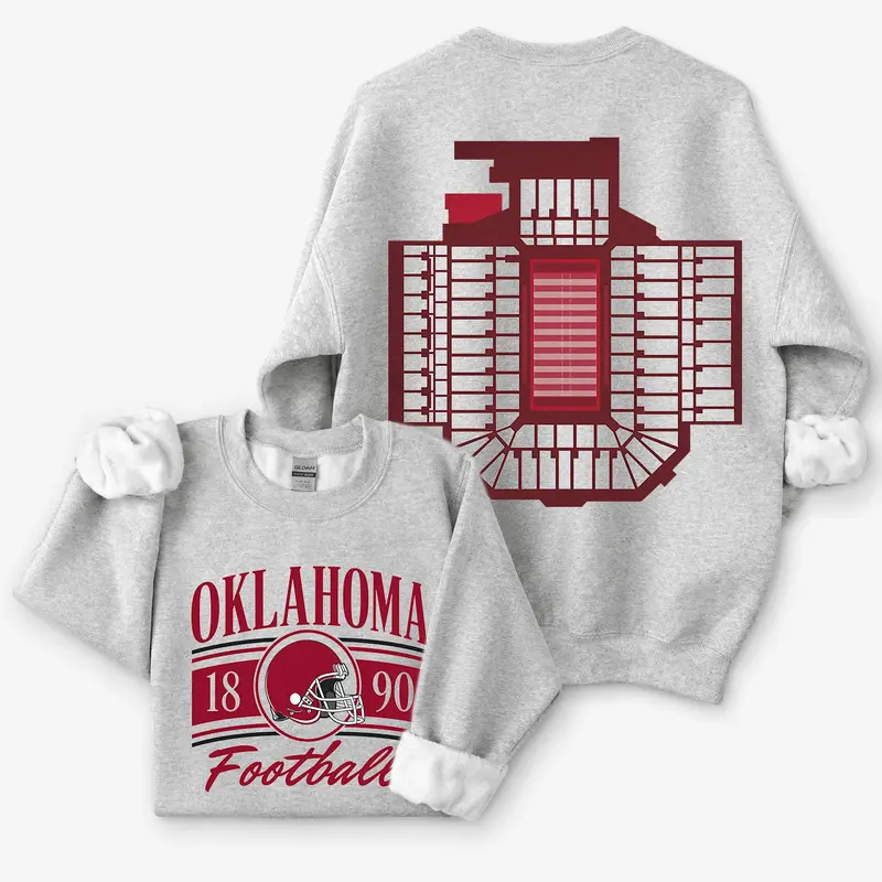 Vintage College Football 2 Sided Sweatshirt, Retro College Teams Stadium Football Shirt