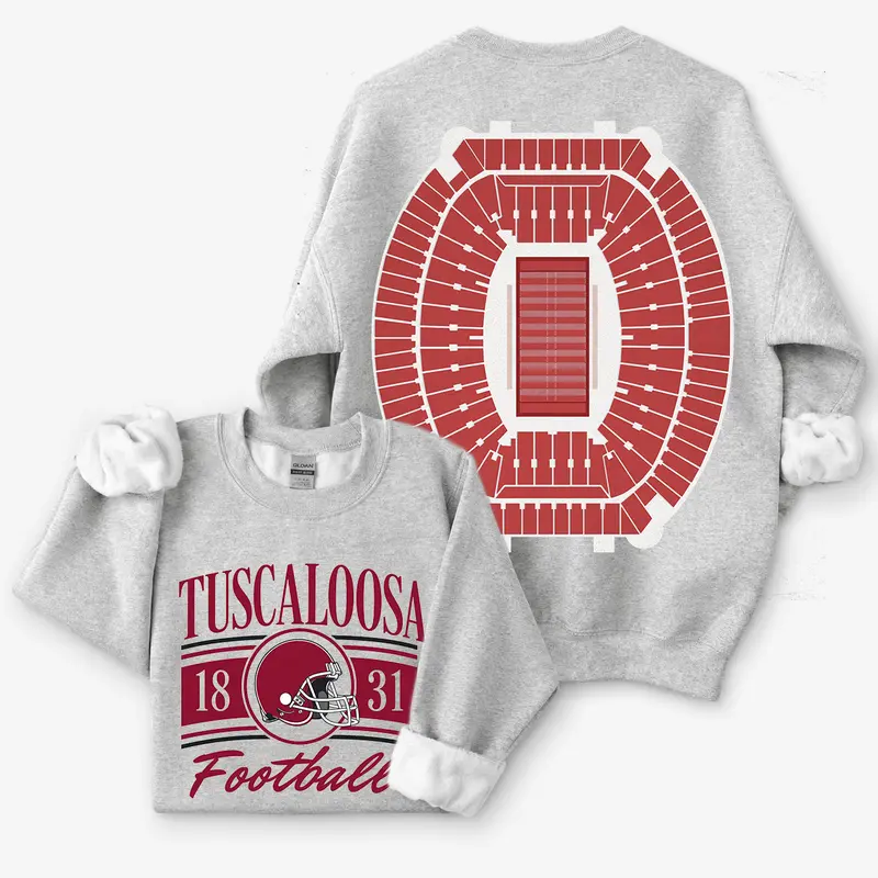 Vintage College Football 2 Sided Sweatshirt, Retro College Teams Stadium Football Shirt