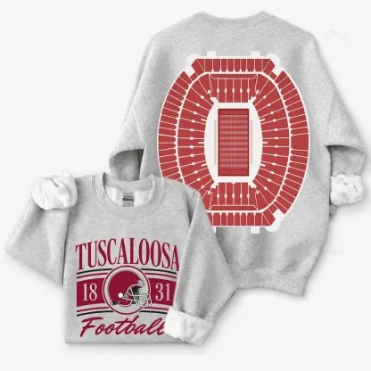 Vintage College Football 2 Sided Sweatshirt, Retro College Teams Stadium Football Shirt
